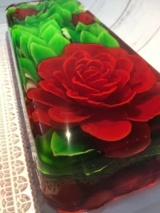 תמונה של עוגת ג'לי עם פרח