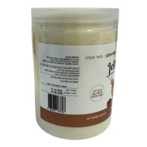 מיכל גלטין עם מידע על המוצר